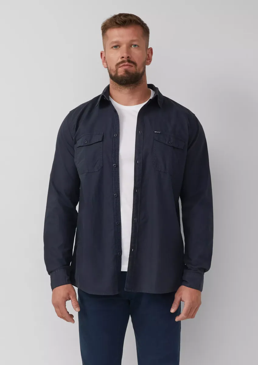 Regular Fit: Gewaschenes Hemd mit Ziernähten