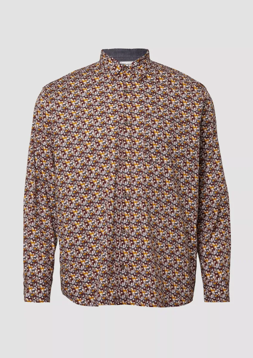 Regular Fit: Hemd mit Allover-Print und Brusttasche