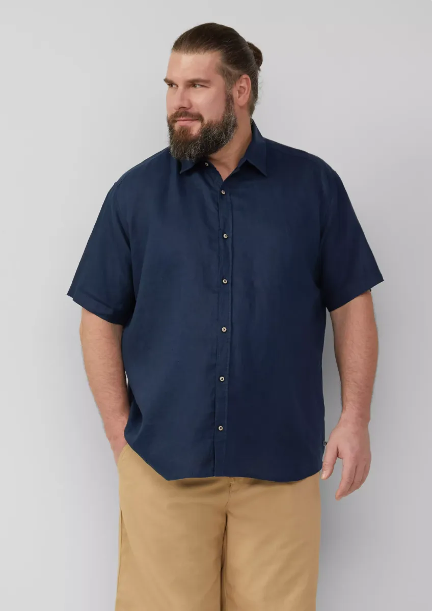 Regular Fit: Leichtes Kurzarmhemd aus 100% Leinen