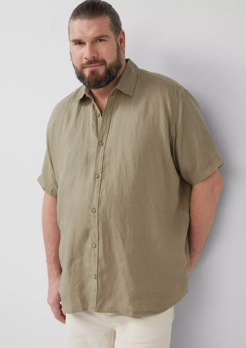 Regular Fit: Leichtes Kurzarmhemd aus 100% Leinen