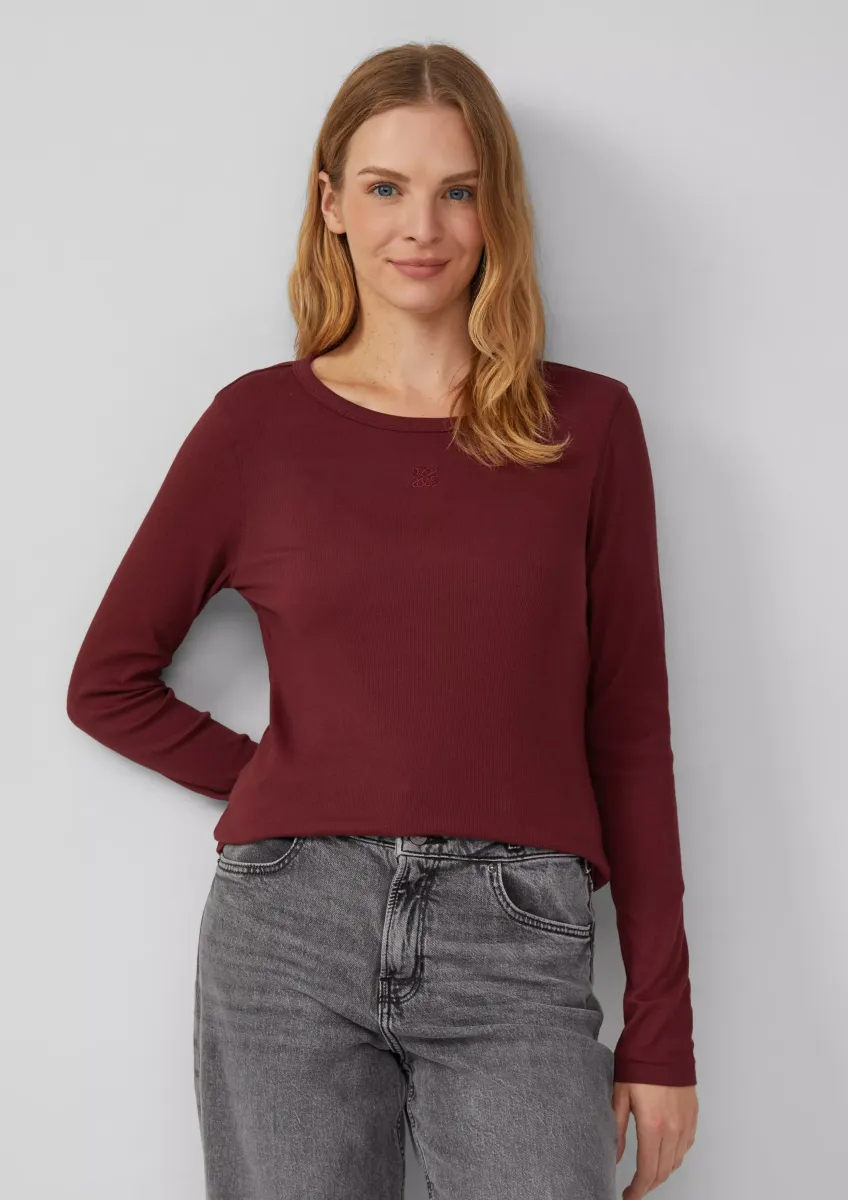 Ripp-Langarmshirt mit Stickerei