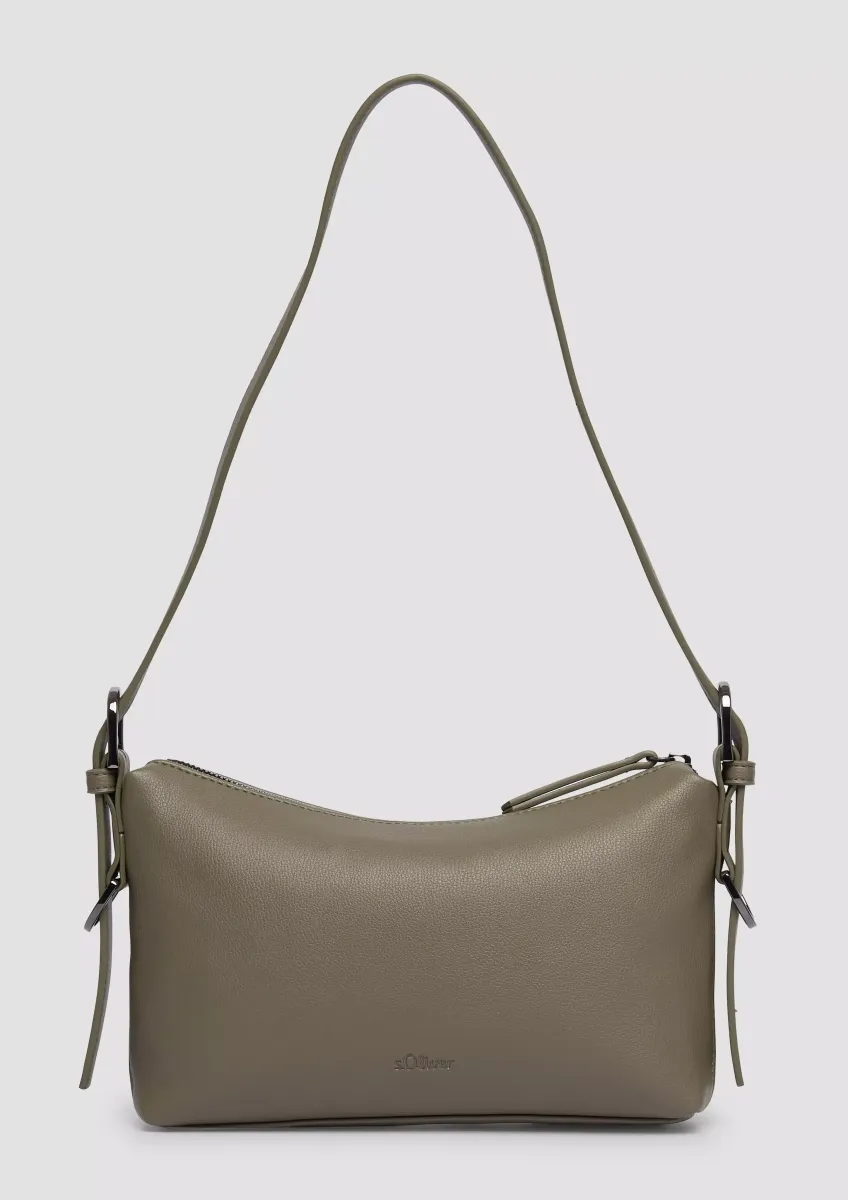Schultertasche in Leder-Optik mit längenverstellbarem Gurt und Reißverschlussfach