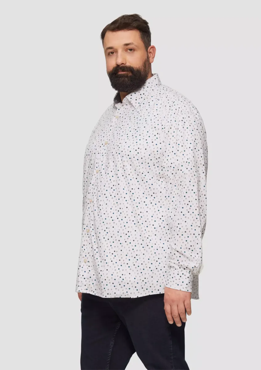Slim Fit: Gemustertes Popeline-Hemd mit Kentkragen