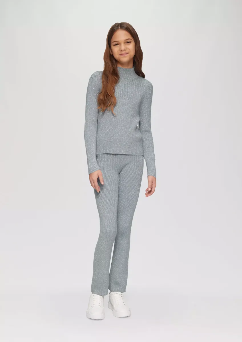 Strickhose mit Flared Leg und Metallic-Effekt