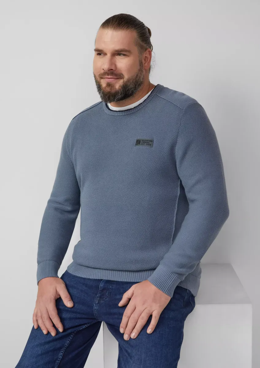 Strickpullover aus Baumwolle mit Struktur