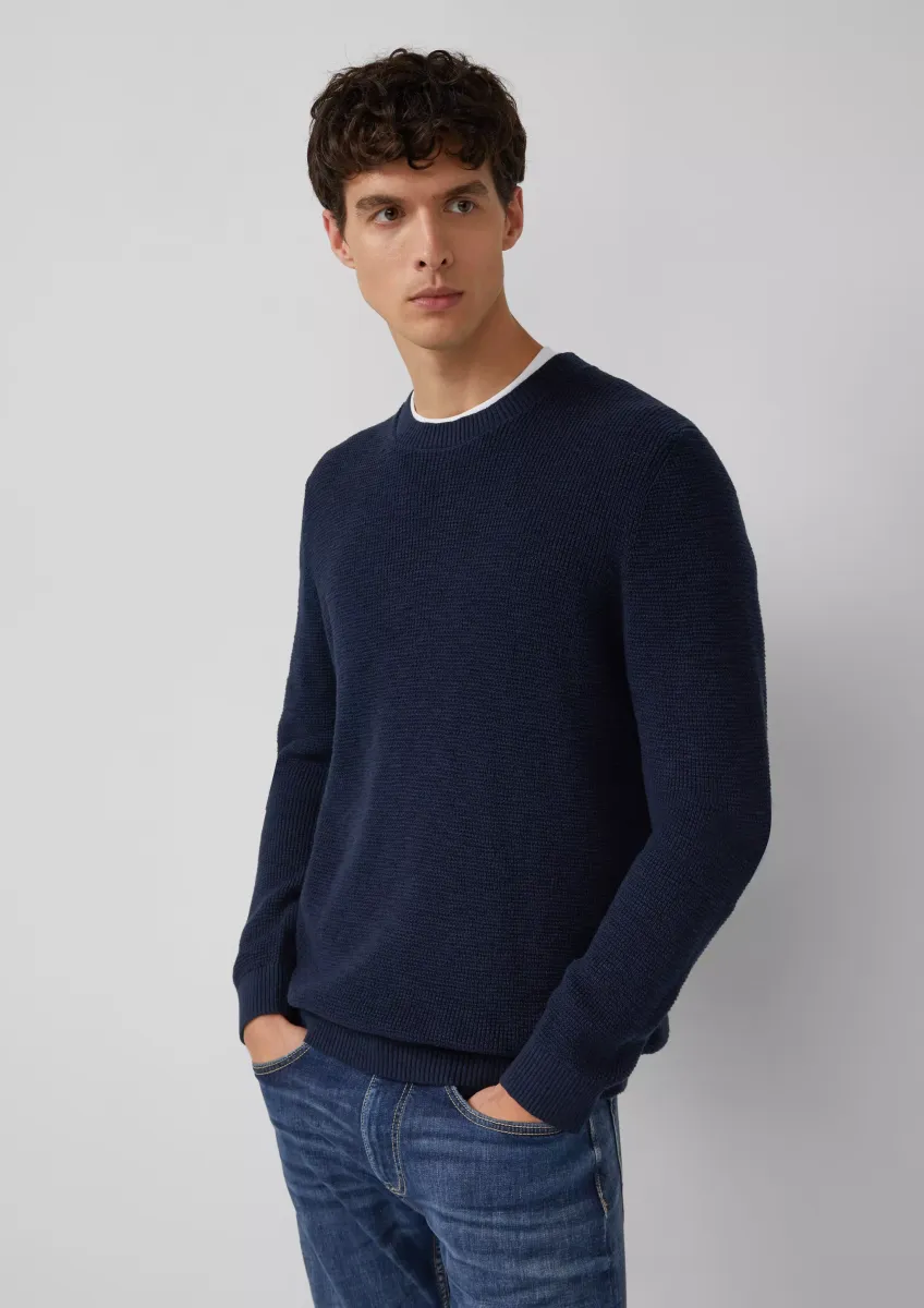 Strickpullover mit Crew Neck und Strukturmuster