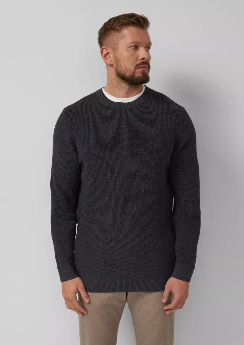 Strickpullover mit Crew Neck und Strukturmuster