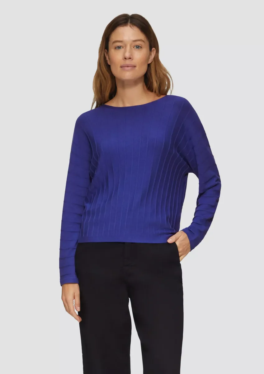 Strickpullover mit Fledermausarm und Strukturmuster