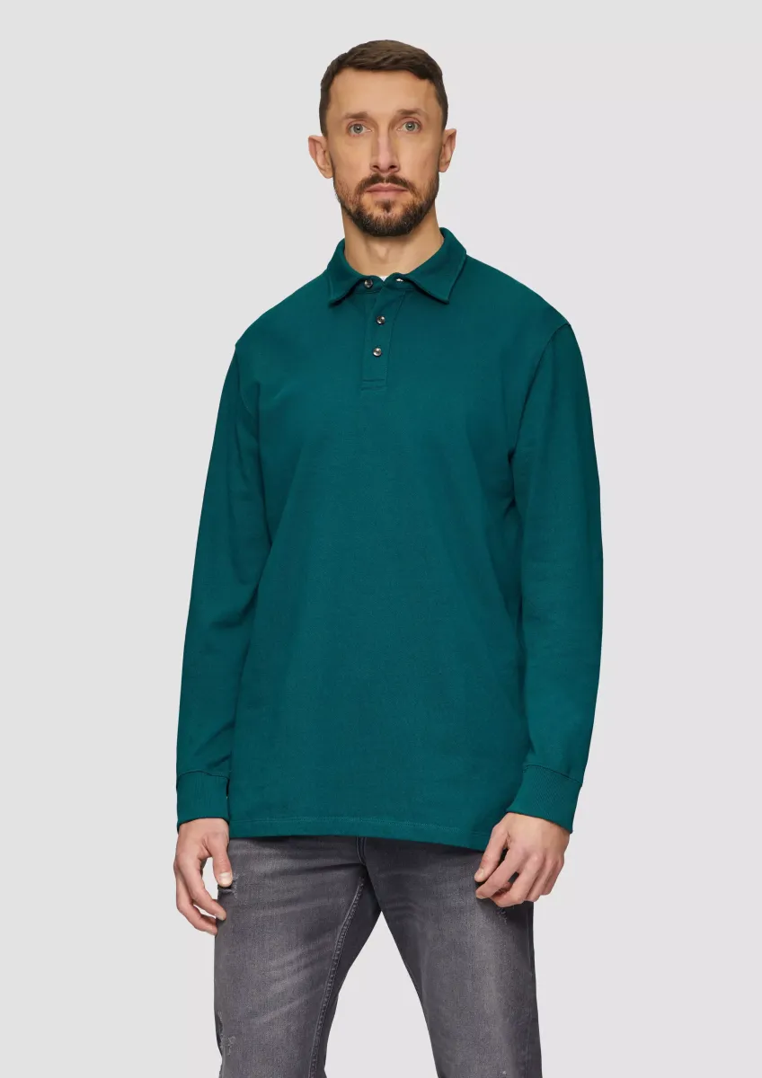 Strukturiertes Langarm-Poloshirt im Relaxed Fit
