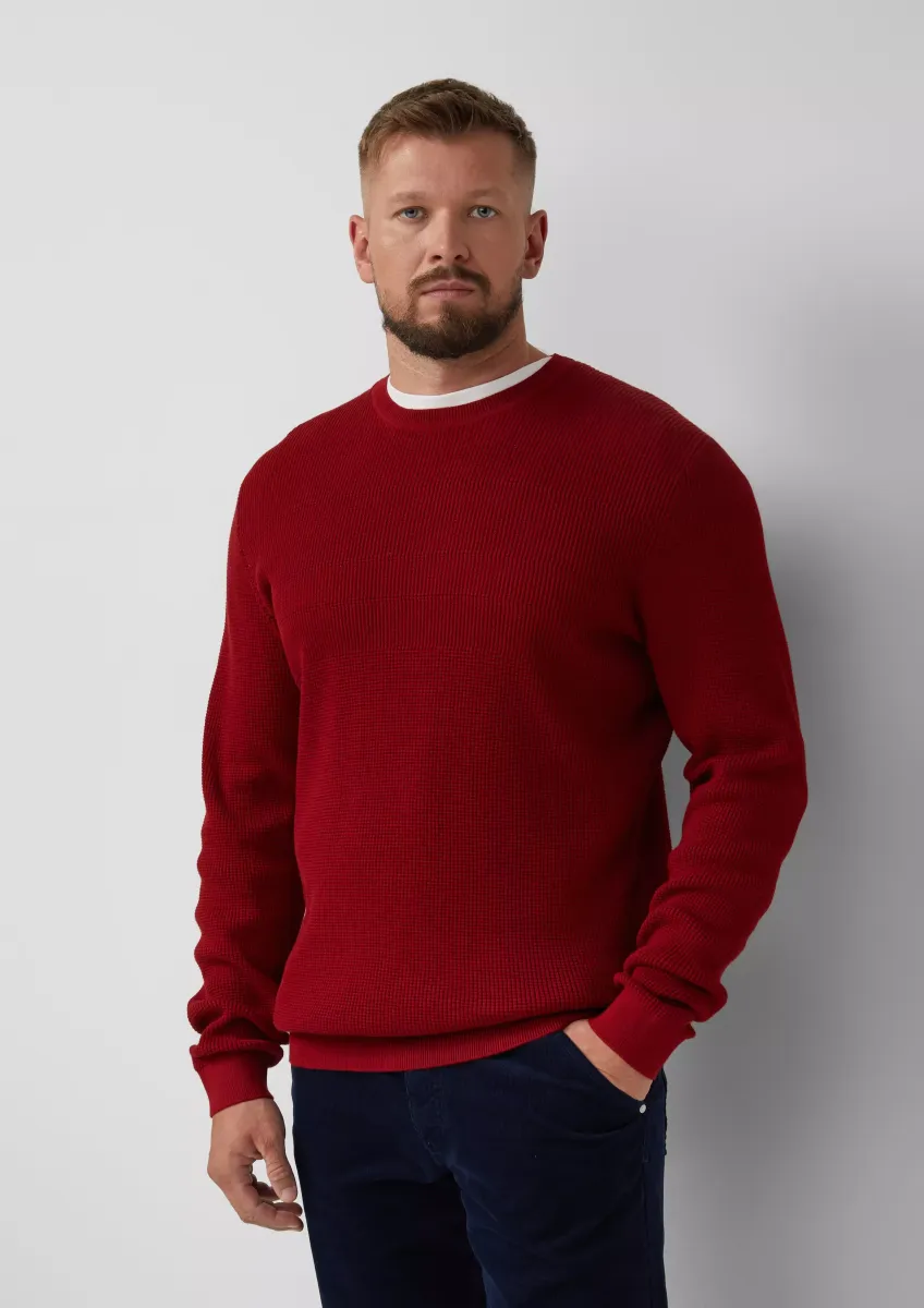 Strukturmix-Pullover aus reiner Baumwolle