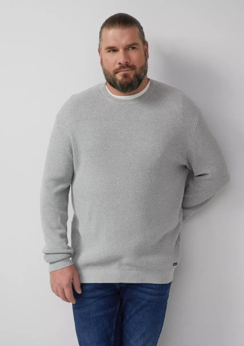 Strukturmix-Pullover aus reiner Baumwolle