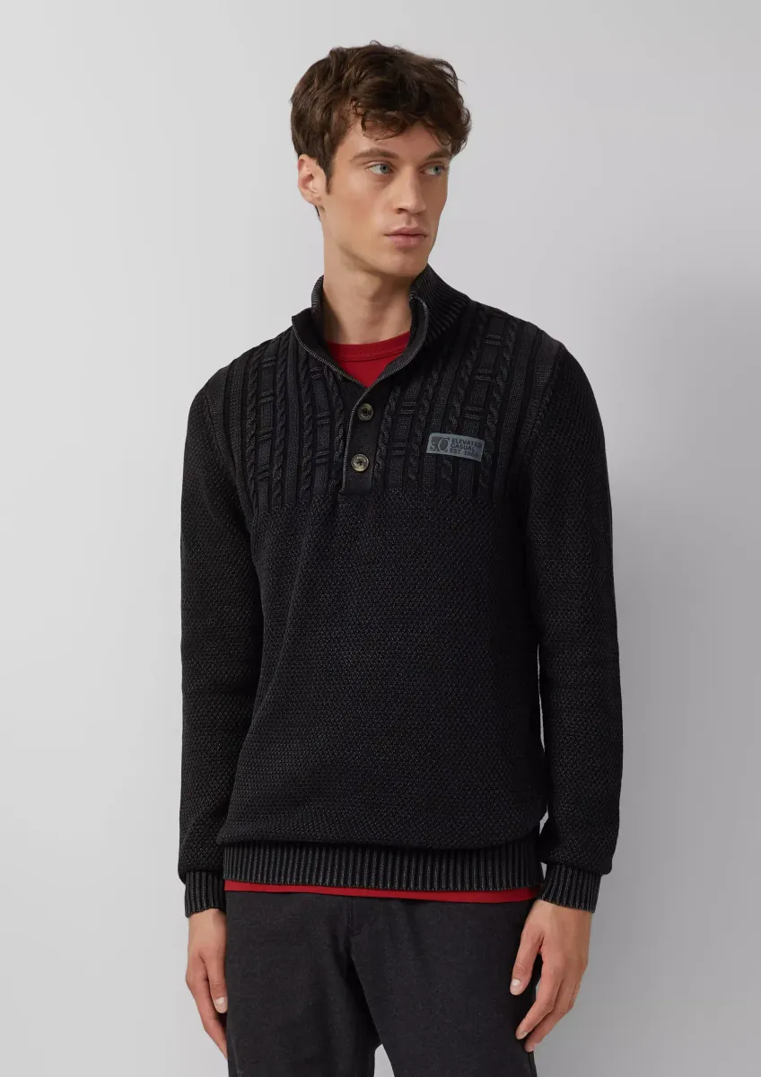 Strukturmix-Troyer aus Baumwolle mit Garment Dye