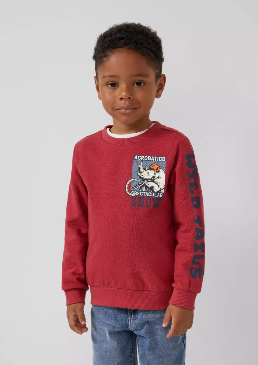 Sweatshirt mit Ärmel-, Front- und Rückenprint aus Strukturjersey