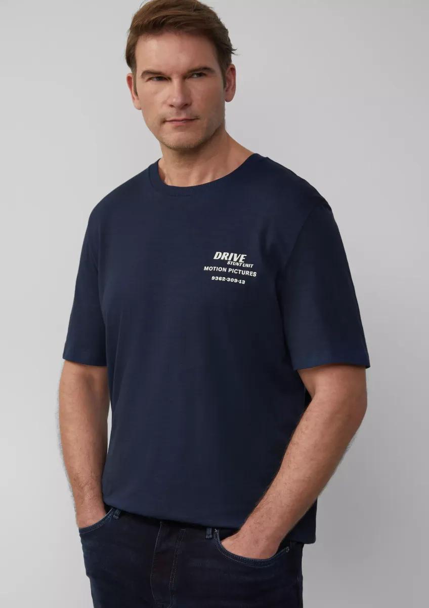 T-Shirt mit Flammgarnstruktur und Rückenprint