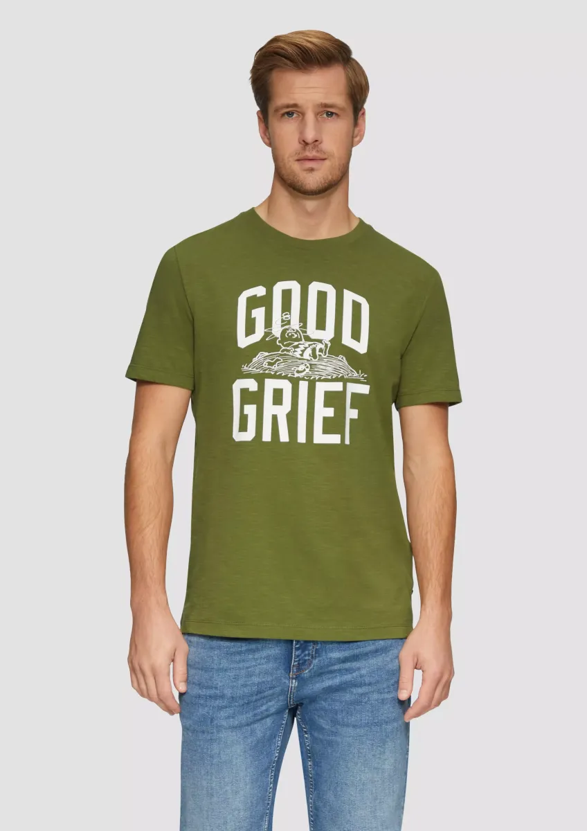 T-Shirt mit Peanuts®-Motiv und Flammgarnstruktur