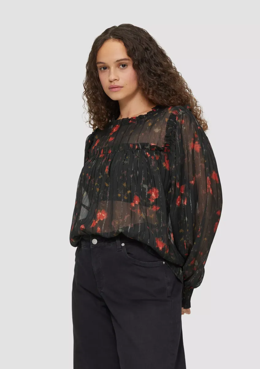 Transparente Chiffon-Bluse mit Glitzergarn