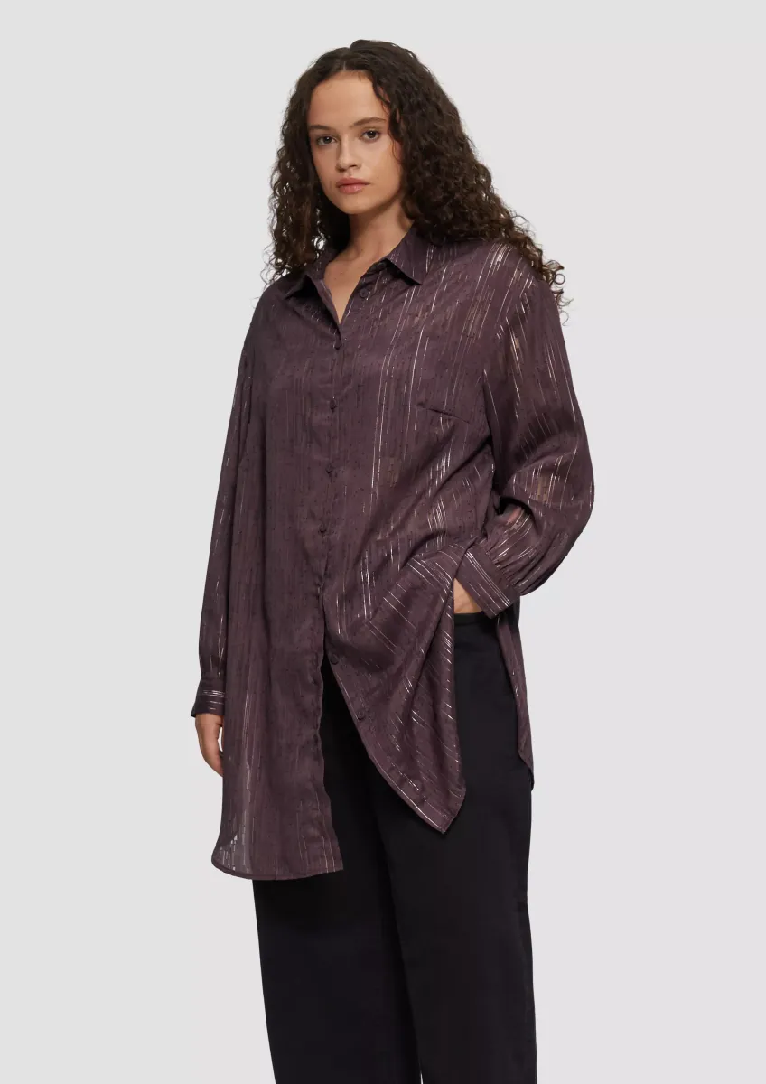 Transparente Long-Bluse mit Silber-Glanz