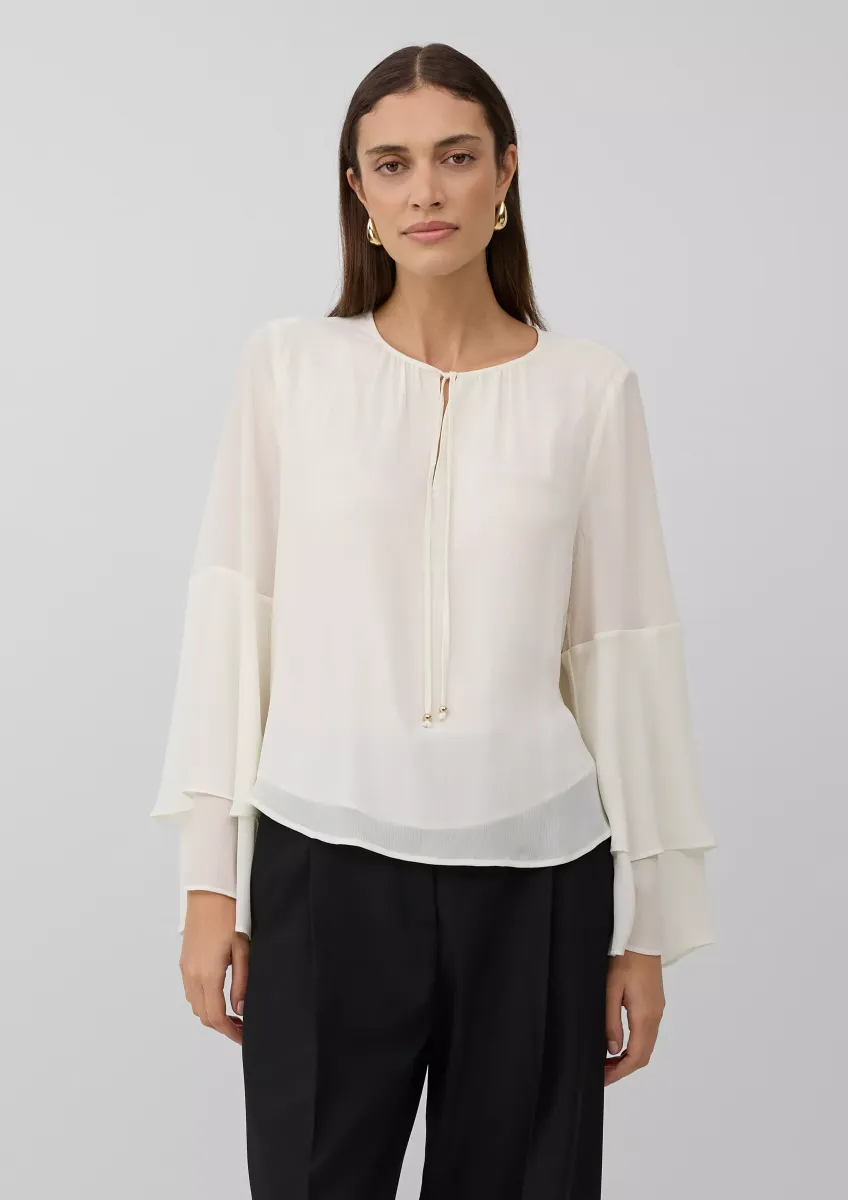 Tunika-Bluse mit fließenden Volant-Ärmeln