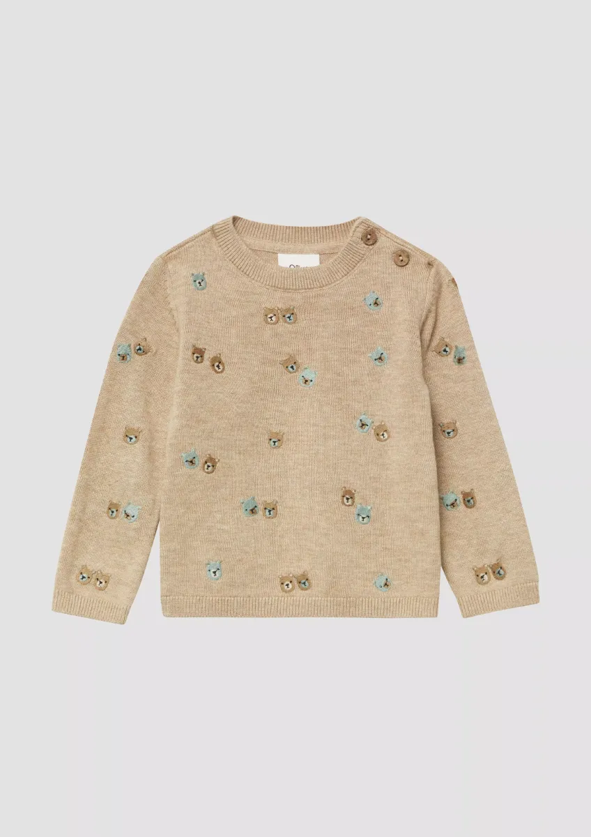 Unisex Strickpulli mit Bärchenstickerei