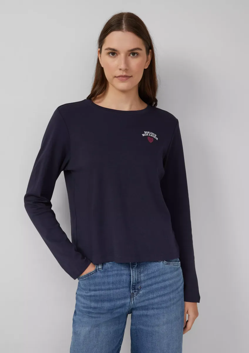 Verkürztes Longsleeve mit Stickerei-Detail