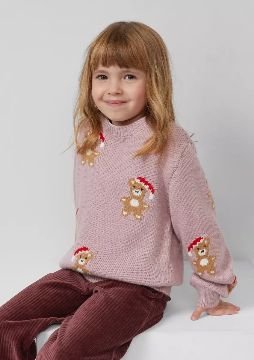 Weicher Loose Fit Strickpullover mit Weihnachtsmotiven