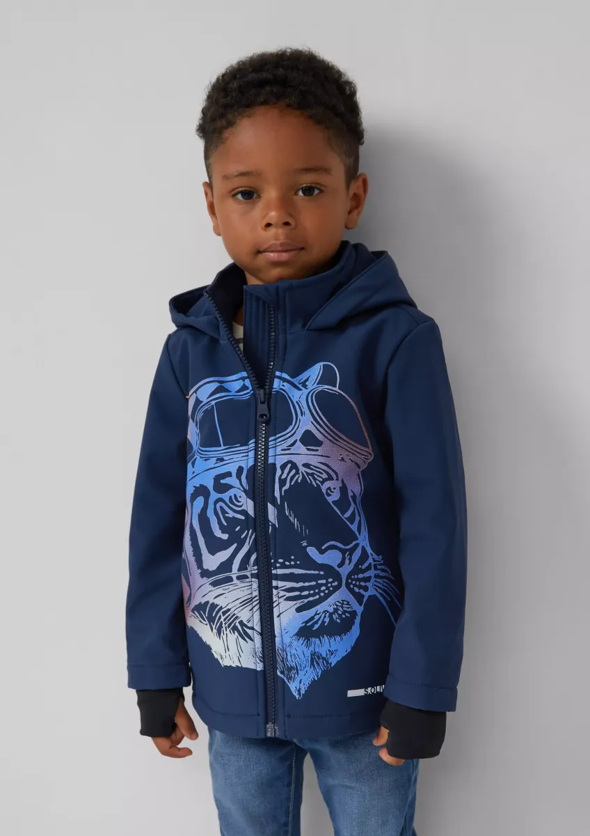 Wetterfeste Softshell-Jacke mit Fleece-Futter und fixierter Kapuze