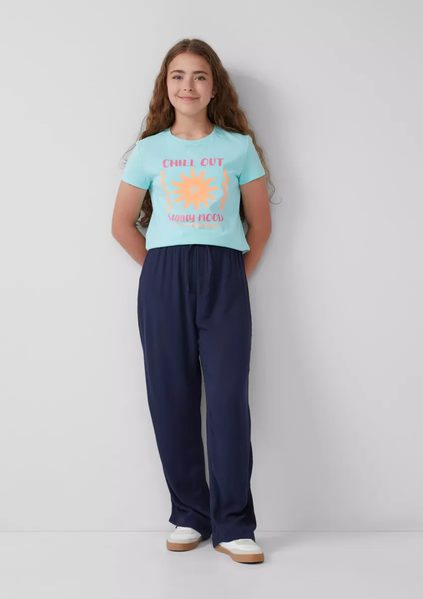 Wide-Leg-Hose aus crinkled Viskose