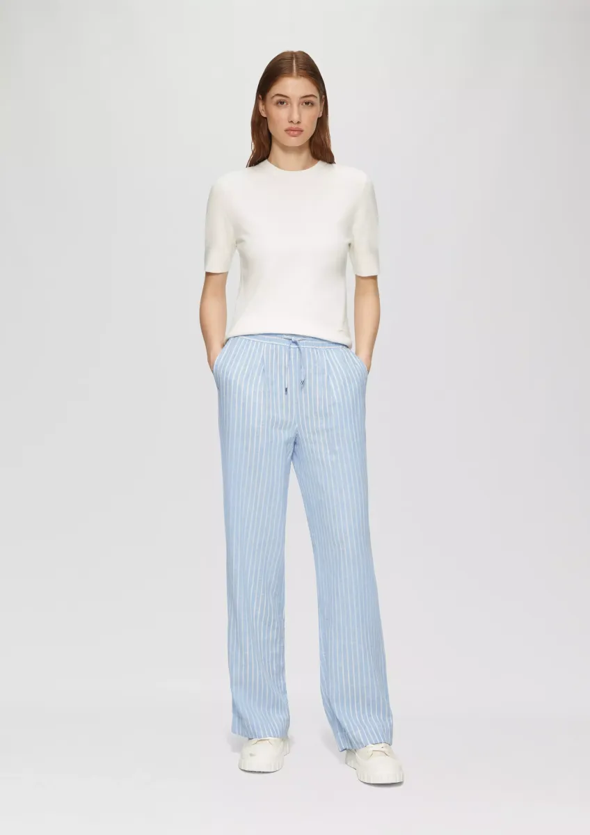 Wide-Leg-Hose aus Leinemix