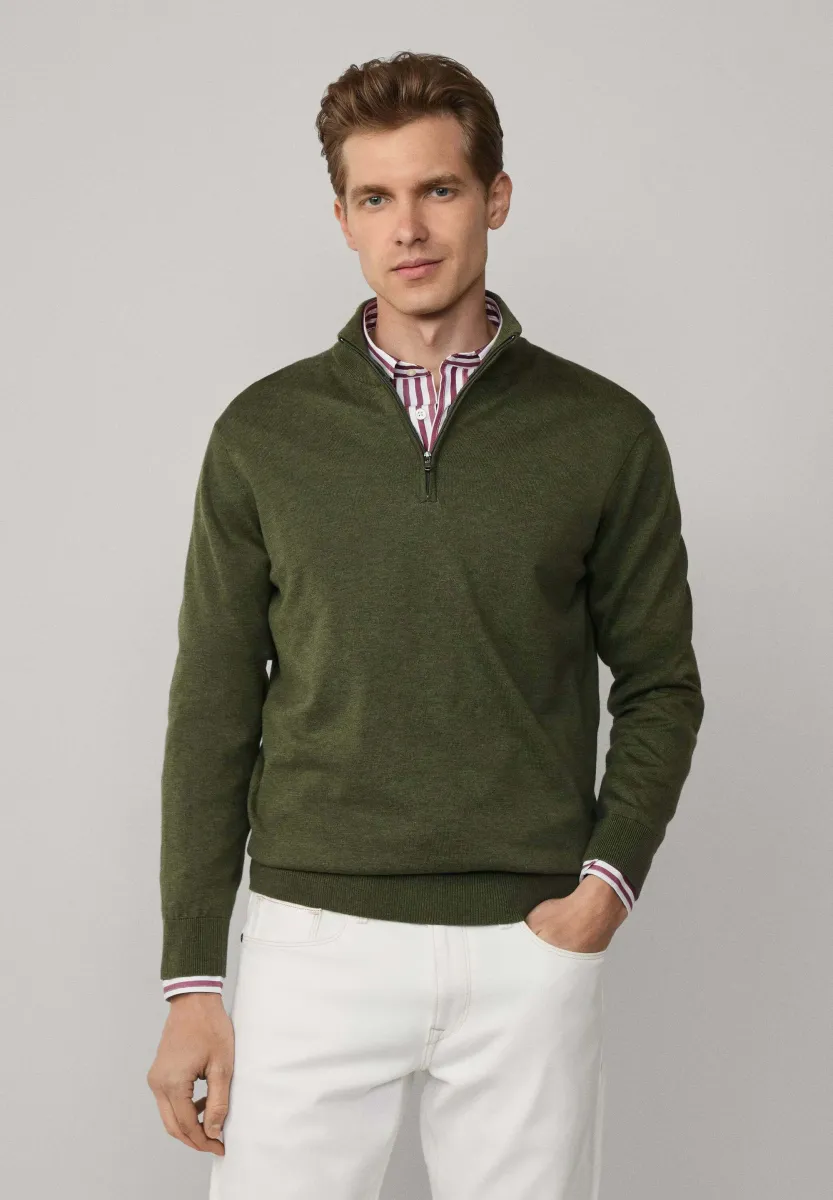 1/2 ZIP - Strickpullover - khaki green