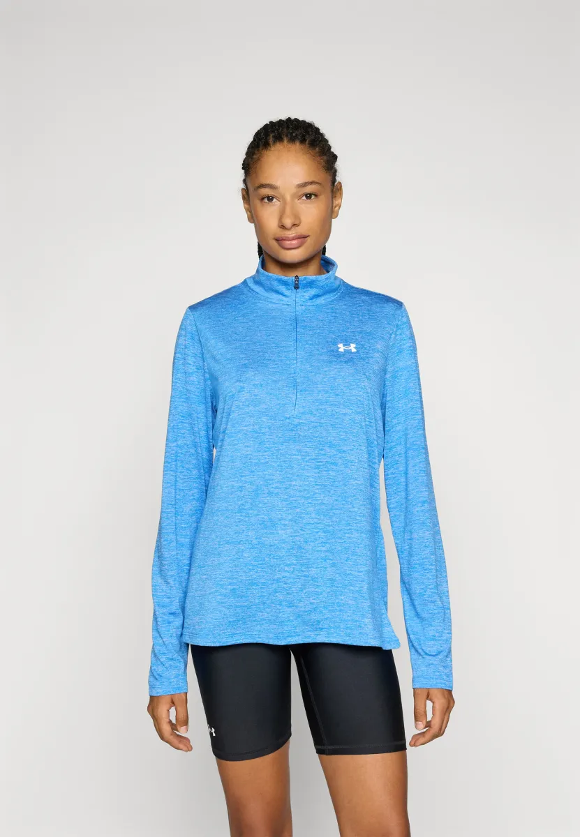 1/2 ZIP TWIST - Langarmshirt - blue atlantis/white