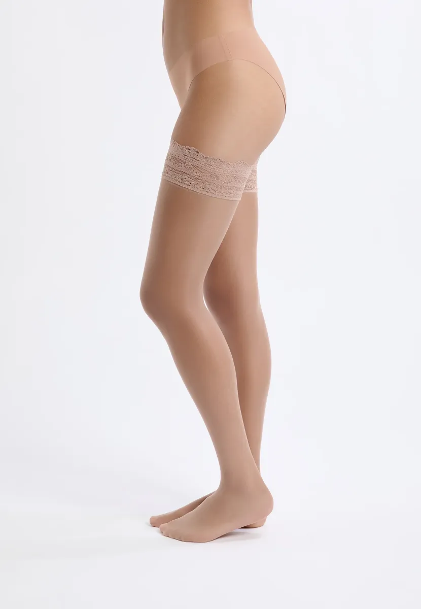 15 SATINE - Overkneestrümpfe - sand