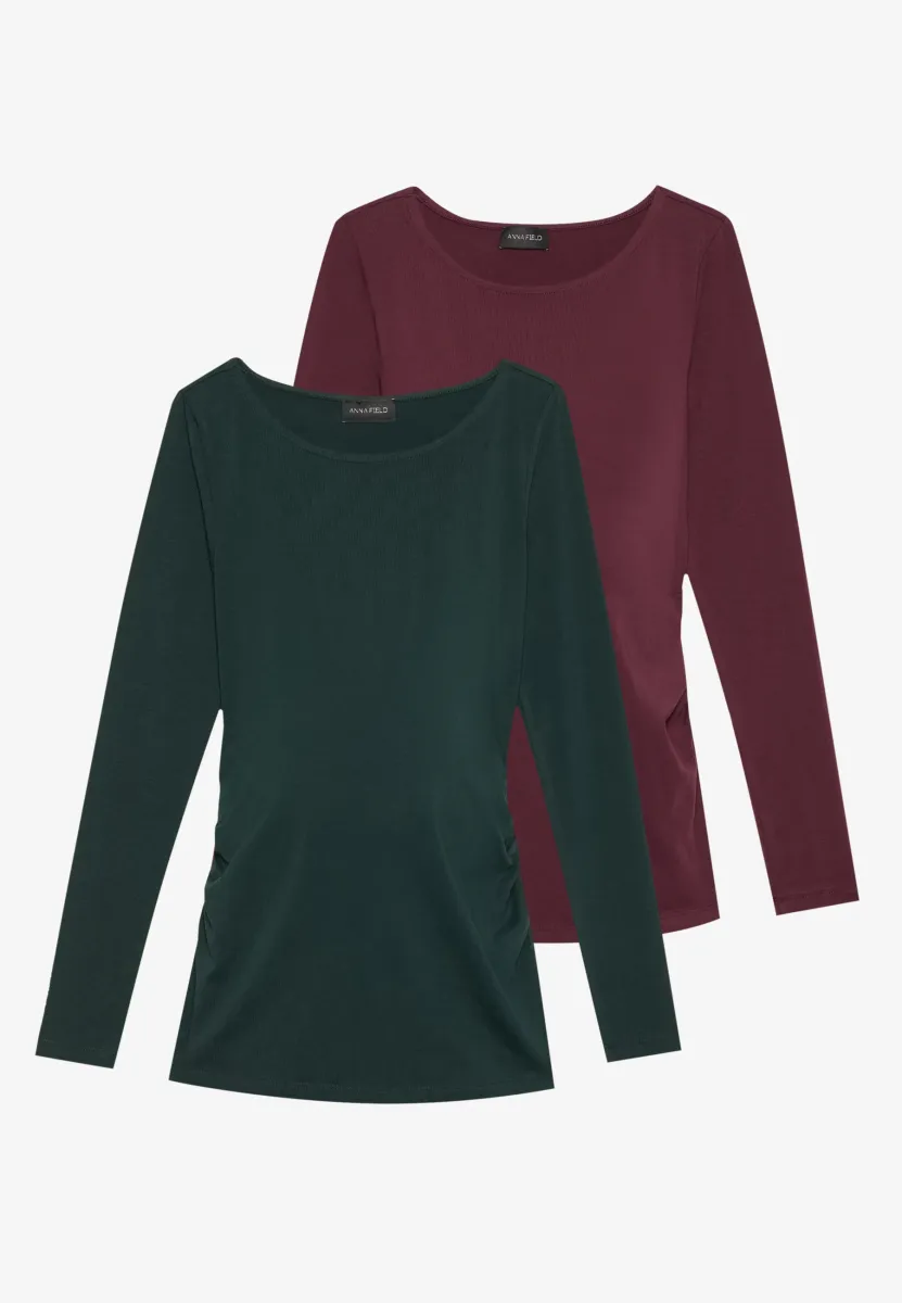 2 PACK - Langarmshirt - dark green/bordeaux
