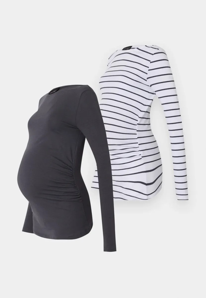 2 PACK  - Langarmshirt - dark grey/white