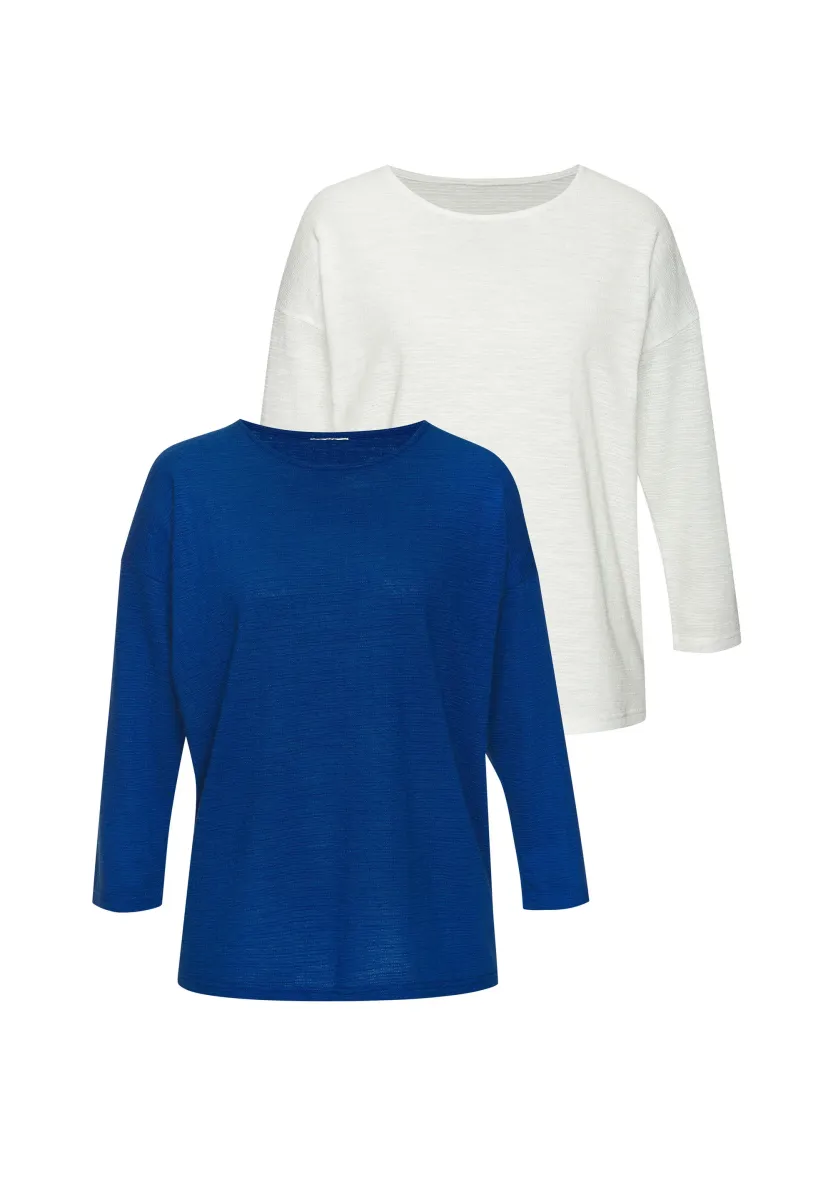2 PACK - Langarmshirt - royalblau  weiß