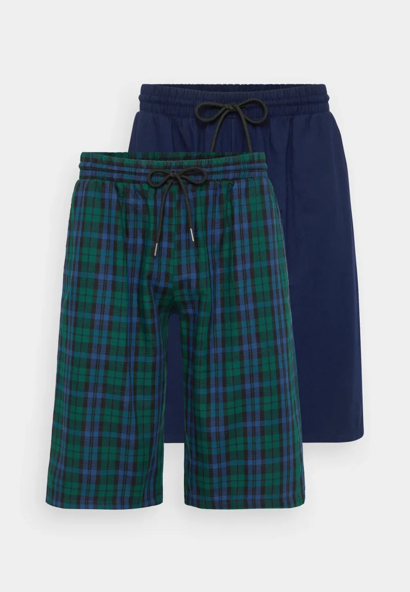 2 PACK - Nachtwäsche Hose - navy/green