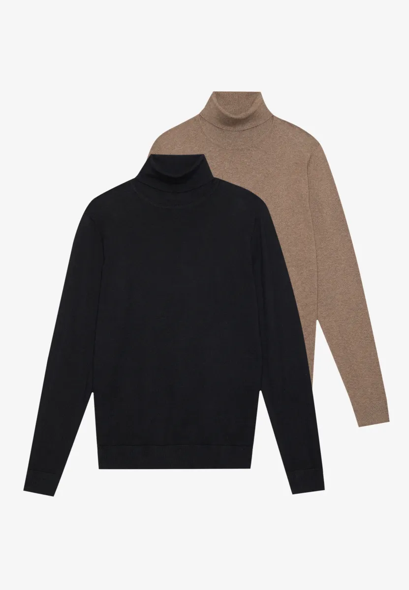 2 PACK - Strickpullover - black/mottled brown