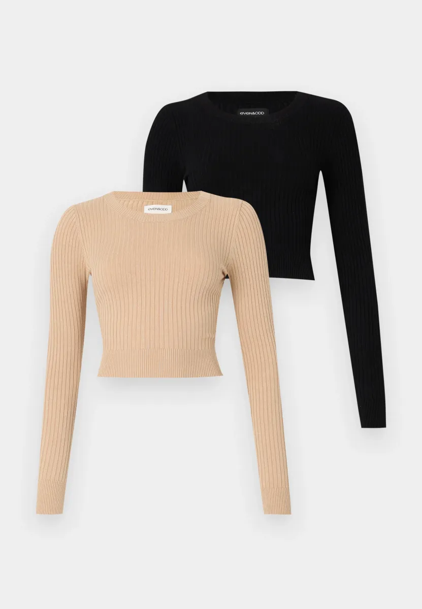 2 PACK - Strickpullover - black/sand