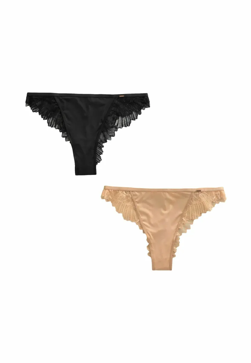 2 PACK  - String - black nude
