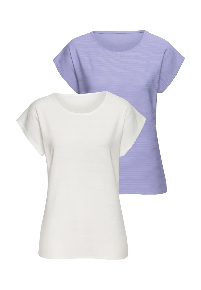 2 PACK  - T-Shirt basic - lavendel, creme