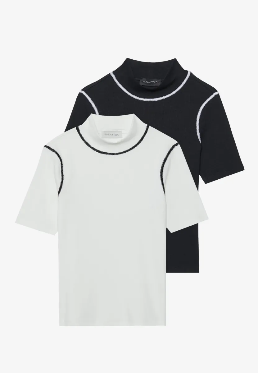 2 PACK - T-Shirt basic - off-white/black