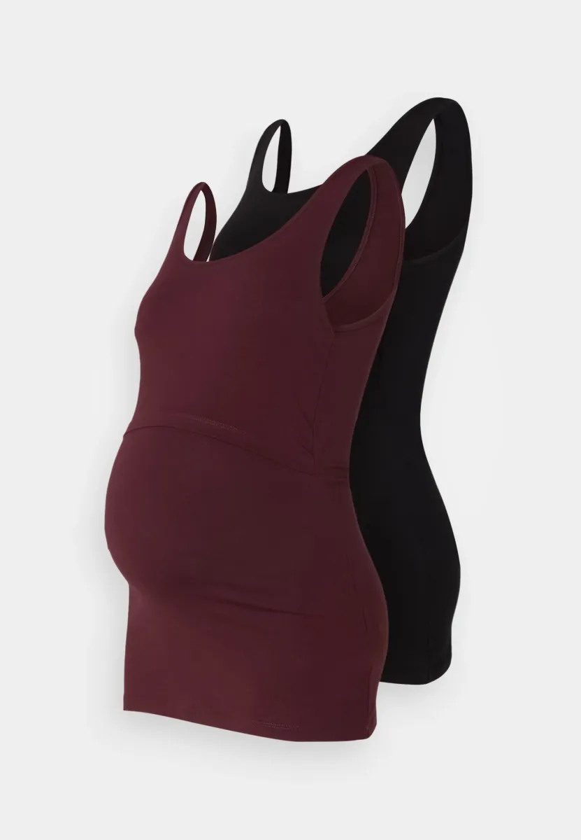 2 PACK - Top - bordeaux/black