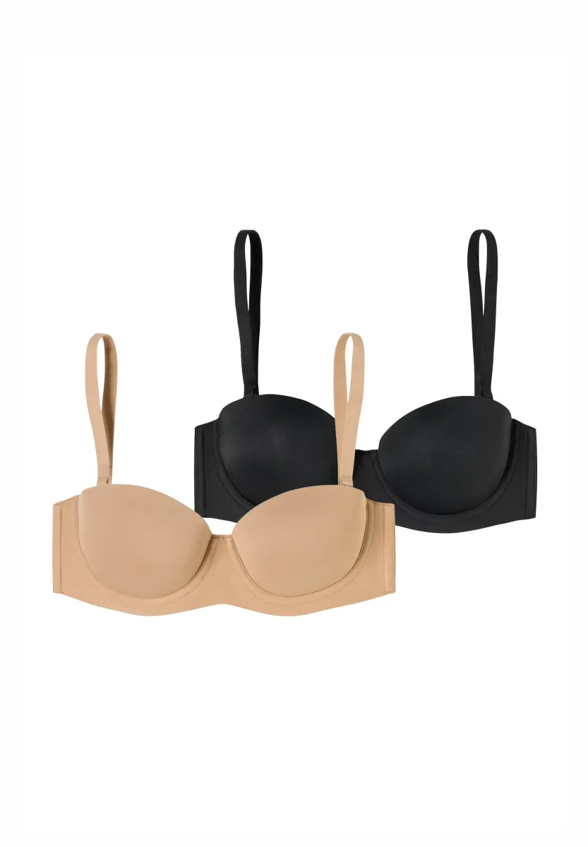 2-PACK UNIQUE MICRO - trägerloser/variabler BH - maple-schwarz