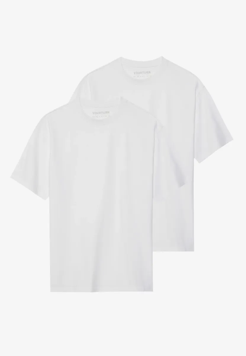 2 PACK UNISEX BASIC OVERSIZED T-SHIRT - T-Shirt basic - white