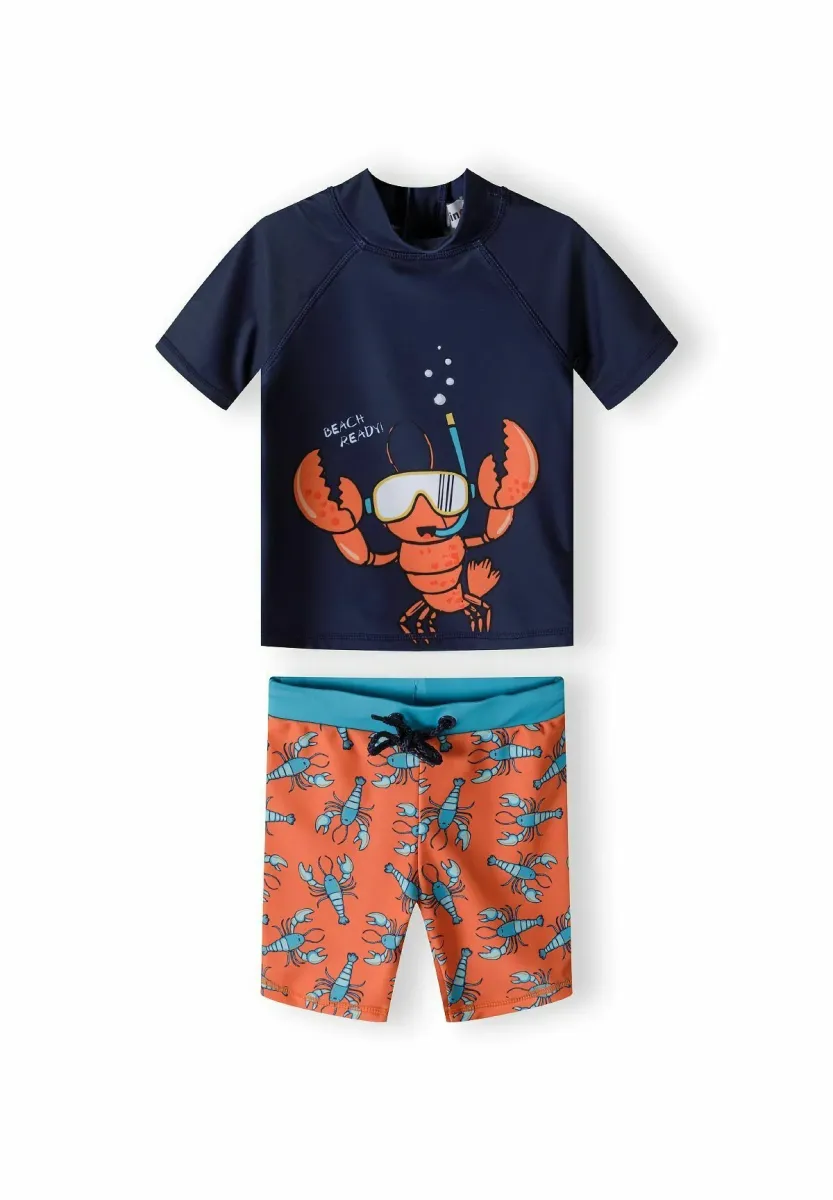 2 PIECE SHORT SLEEVE SET - Badeanzug - orange navy