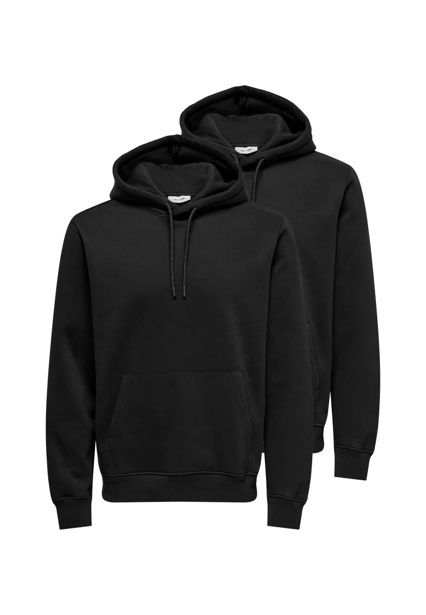 2ER PACK - Kapuzenpullover - schwarz