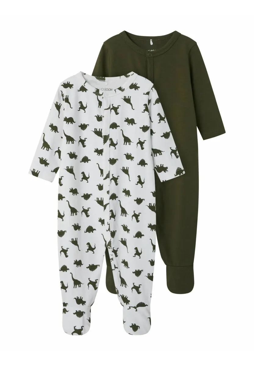 2ER PACK MIT FÜSSEN - Strampler - olive night