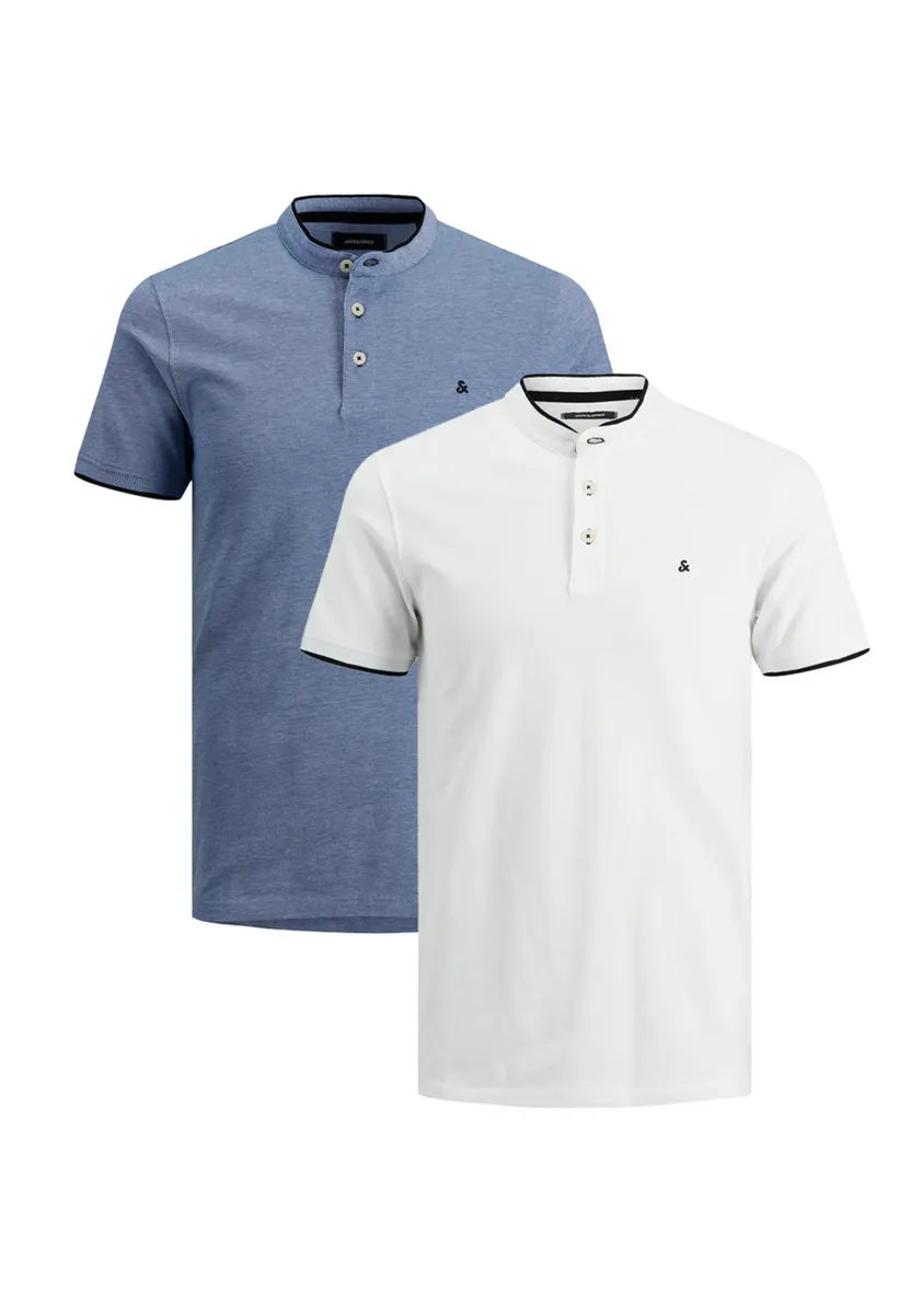 2ER PACK PAULOS MAO - T-Shirt basic - weiß   hellblau