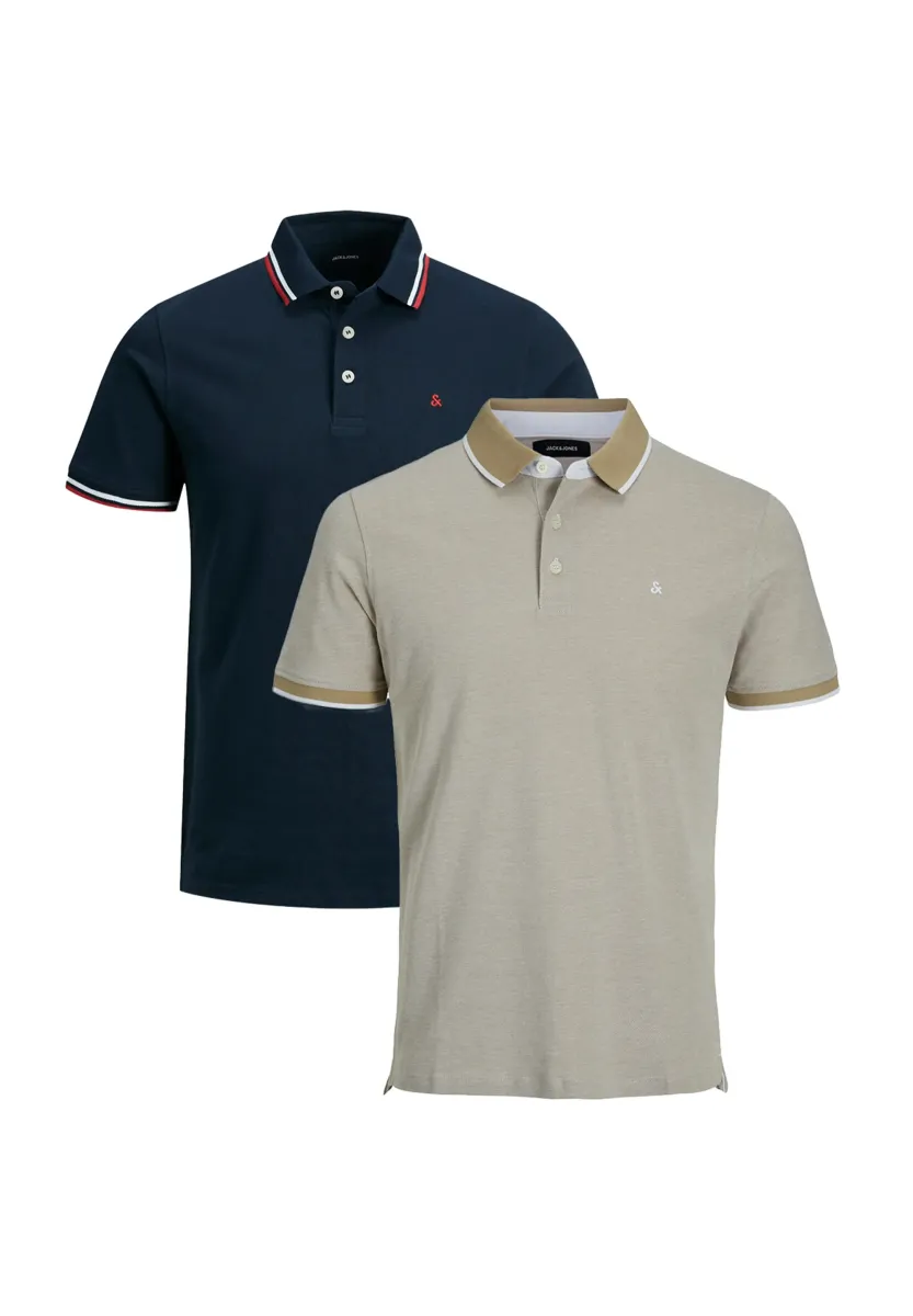 2ER PACK PAULOS SLIM FIT - Poloshirt - dunkelblau beige