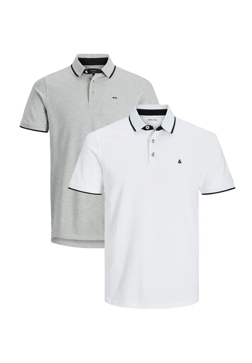 2ER PACK PAULOS SLIM FIT - Poloshirt - grau weiß