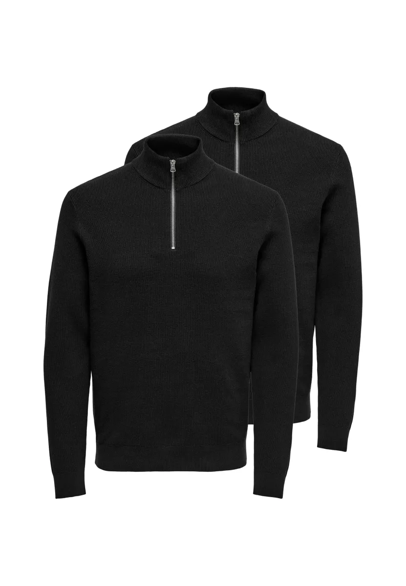 2ER PACK   - Strickpullover - black